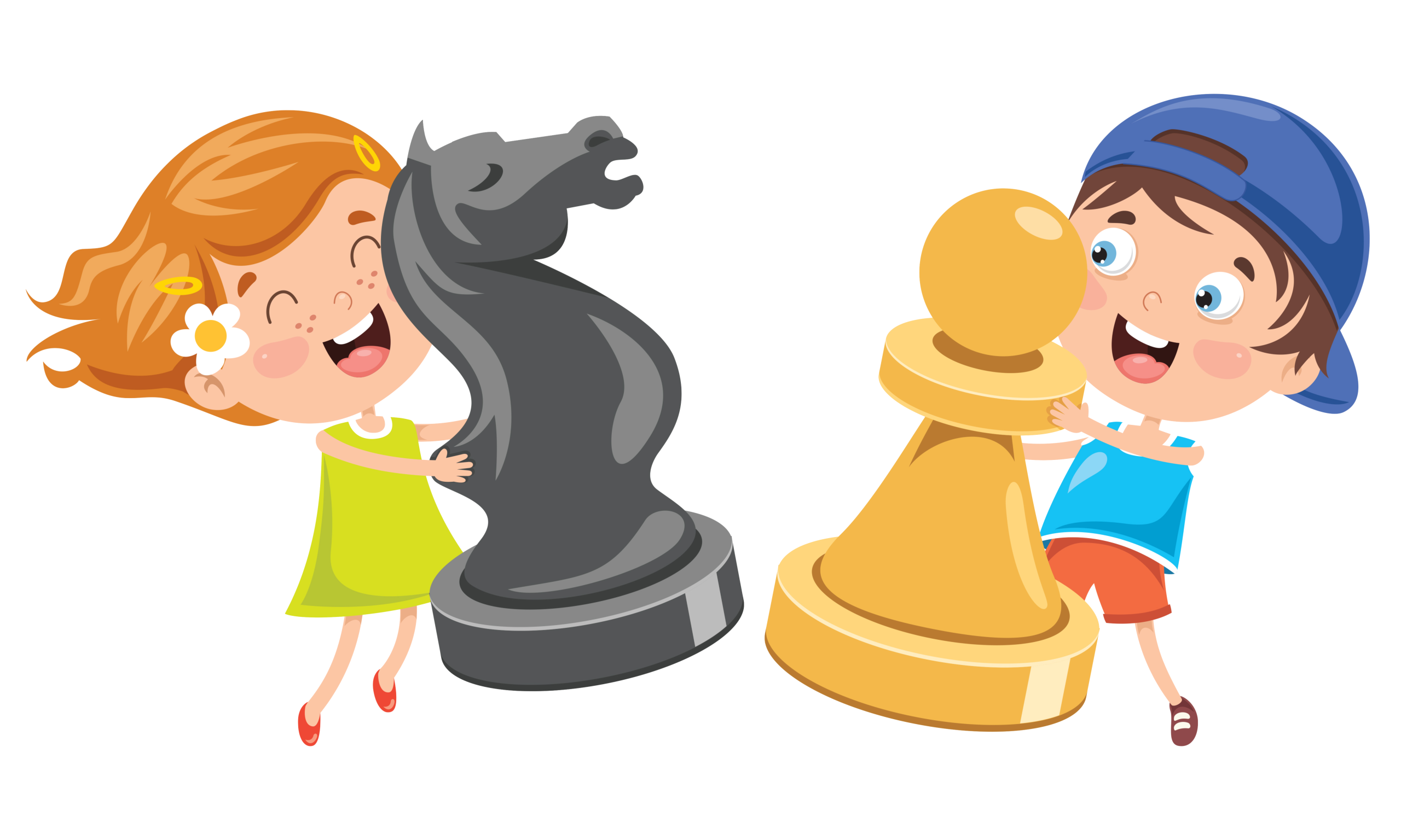 Two Kids Holding Chess Pieces